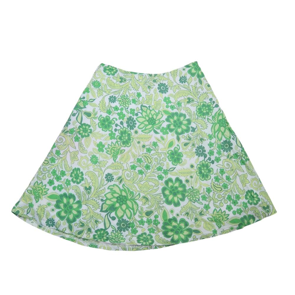 Vintage Y2K Gap Green and White Floral A-Line Mini Skirt 2